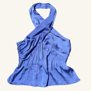 French Connection 'Dalla Verona' Baja Blue Cross Neck Halter M